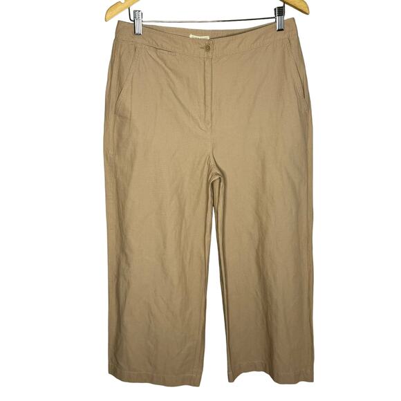 Eileen Fisher Pants - Eileen Fisher Organic Cotton Crop Straight Pant Tan Flat Front Minimalist Sz 10